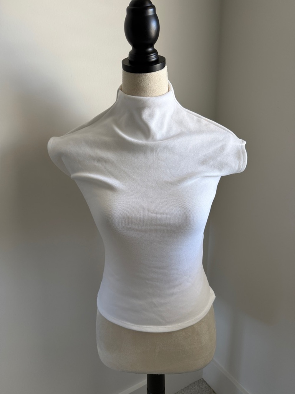 Zara White Mock Neck Tank Top